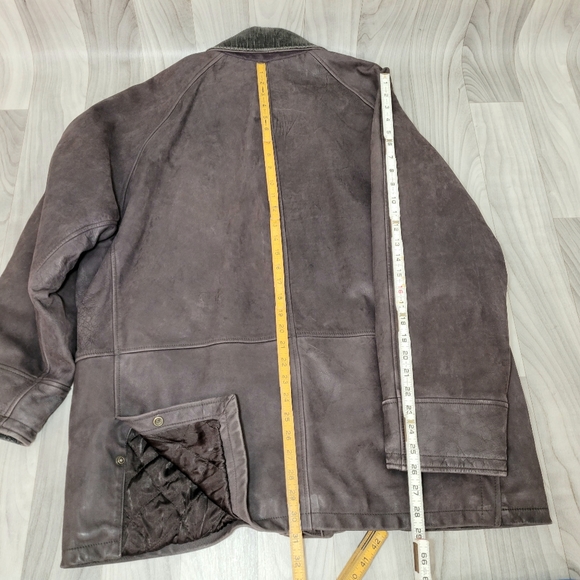 BRASS BOOT Mens XL Brown Leather Utility Jacket Field Motorcycle Coat Vintage - Picture 3 of 12